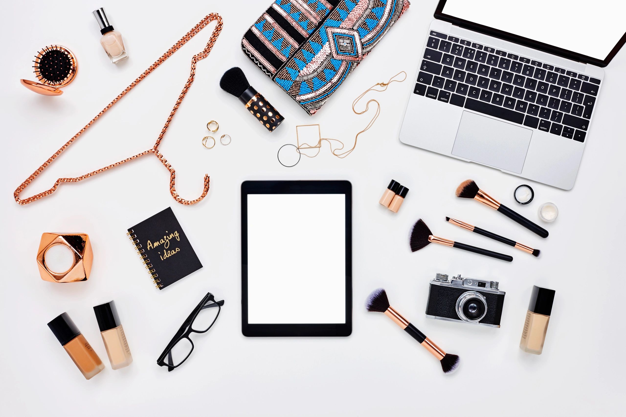 Promotional merchandise flat lay for branded products